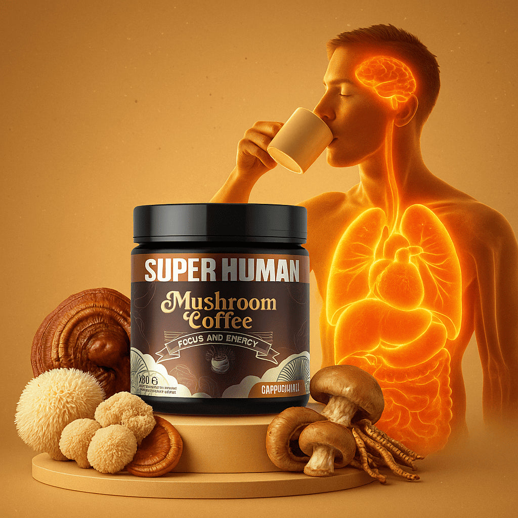 Mushroom Coffee - Mezcla de 6 hongos adaptógenos funcionales Super Alimentos (30 porciones)