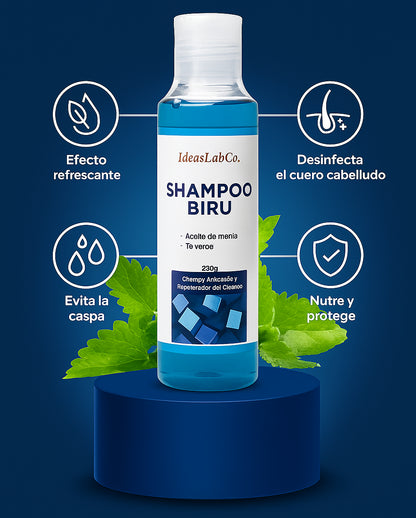 Shampoo Biru™ Anticaspa con Menta y Té Verde – Purifica y Refresca el Cuero Cabelludo - IdeasLabCo™