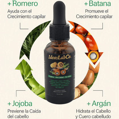 Aceite Capilar para hombres a base de Batana, Romero y Maca - Fortalece, Restaura y Estimula el crecimiento