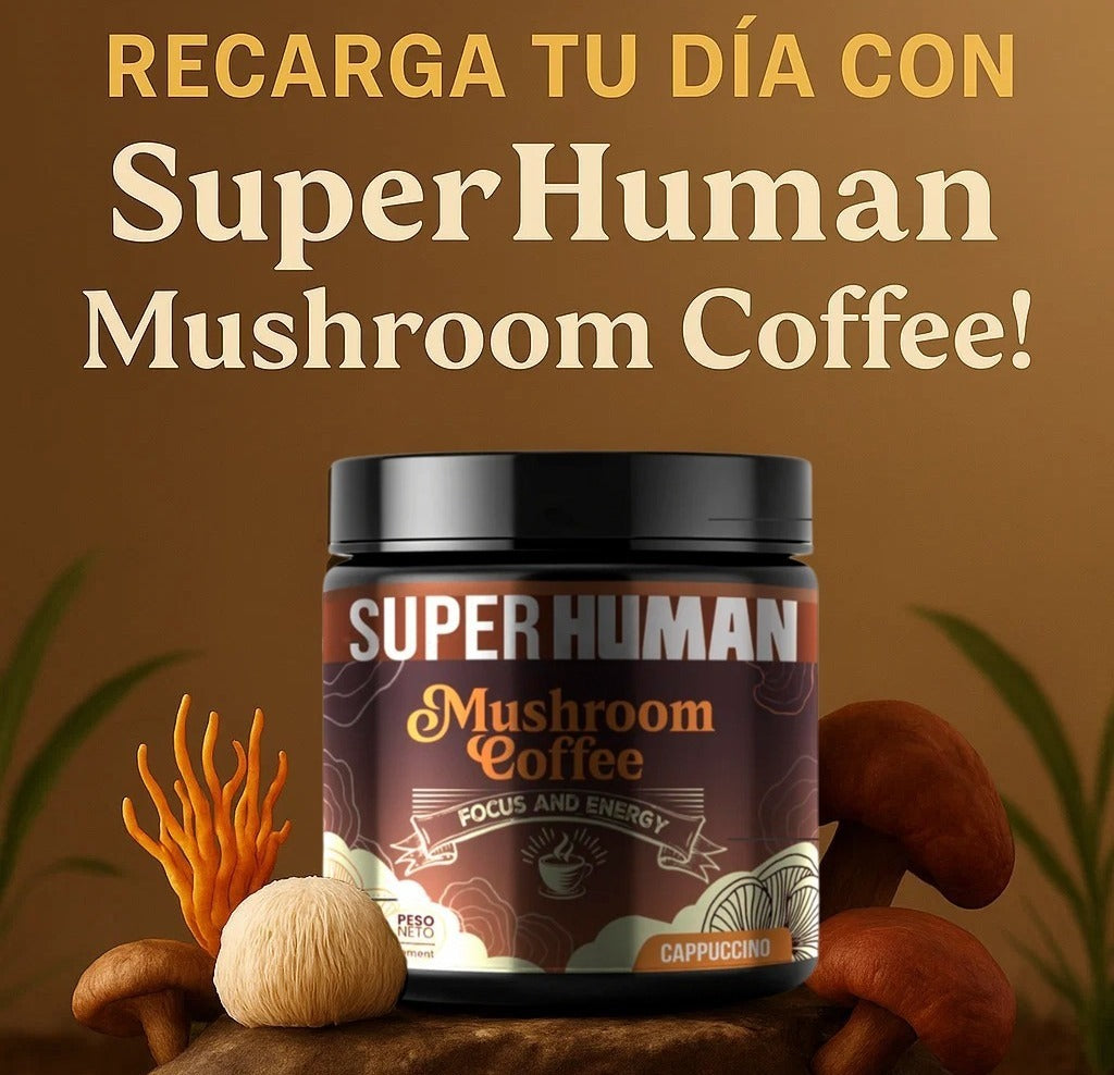 Mushroom Coffee - Mezcla de 6 hongos adaptógenos funcionales Super Alimentos (30 porciones)