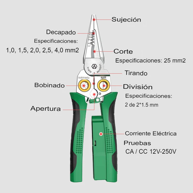 Alicate con Tester eléctrico ⚡ 8 en 1